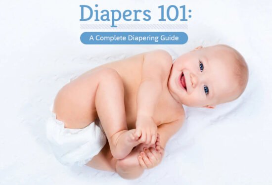 Smiling baby in a diaper